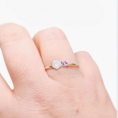 Anillo doble Cordón Umbilical y piedra de nacimiento de Morir de Amor